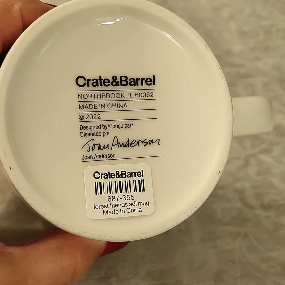 Crate&Barrel Polar Bear Forest Friends Mug White Modern tea coffee cup